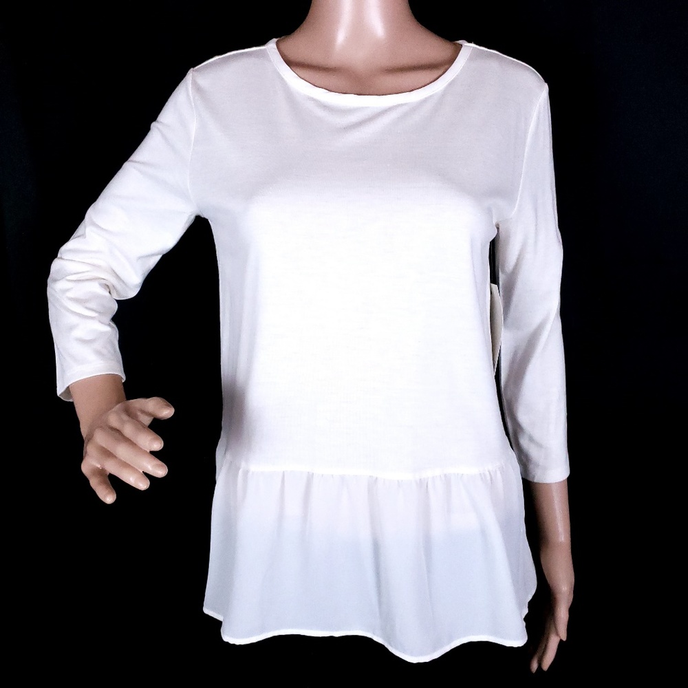 STYLUS Women Top 3/4 Sleeves Color Cream Size S - NWT